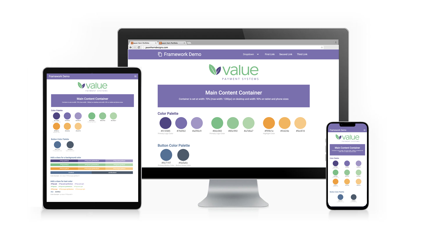 The VPS Design System project shown on different sized devices.